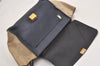 Authentic CELINE Trapeze Medium 2Way Hand Bag Leather Suede Navy Junk 6345J