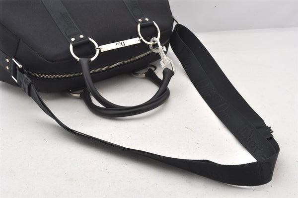 Authentic Christian Dior 2Way Shoulder Hand Bag Canvas Leather Black CD 6345K