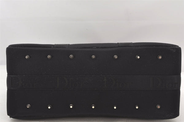Authentic Christian Dior 2Way Shoulder Hand Bag Canvas Leather Black CD 6345K