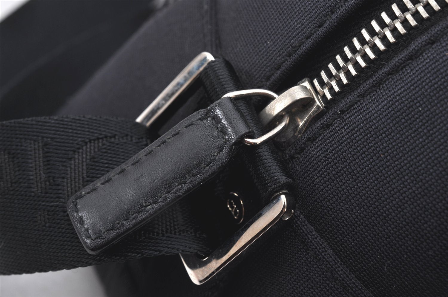 Authentic Christian Dior 2Way Shoulder Hand Bag Canvas Leather Black CD 6345K