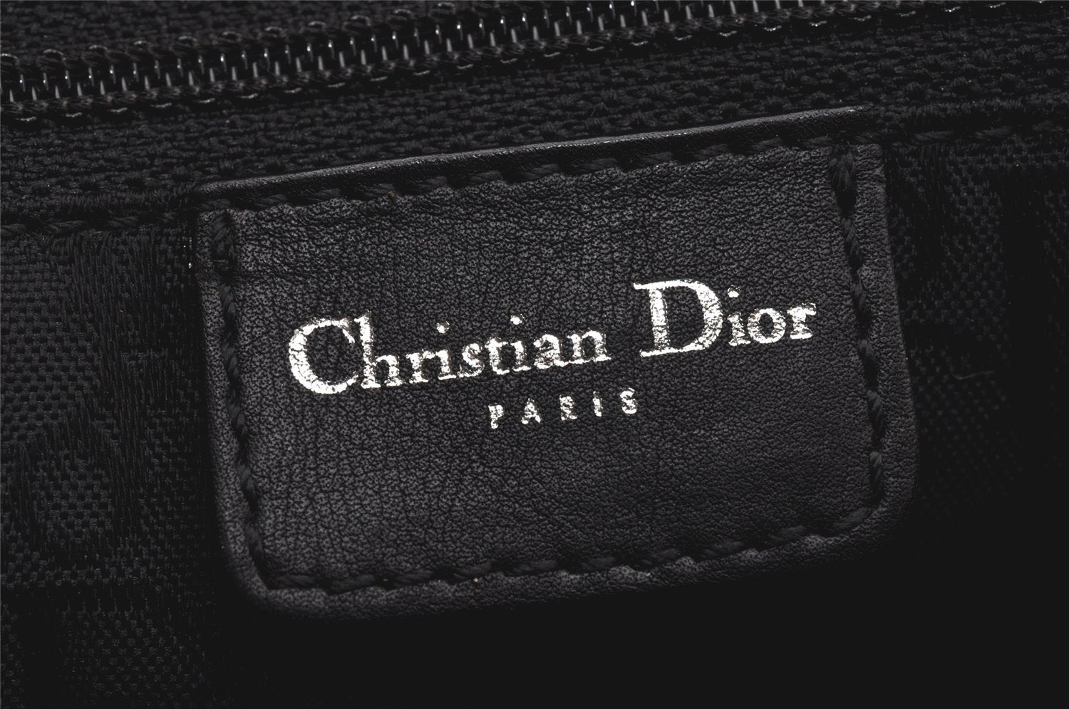 Authentic Christian Dior 2Way Shoulder Hand Bag Canvas Leather Black CD 6345K