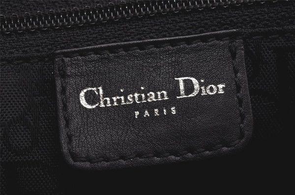 Authentic Christian Dior 2Way Shoulder Hand Bag Canvas Leather Black CD 6345K