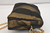 Authentic FENDI Pequin Shoulder Cross Body Bag Purse Nylon Gold Black Junk 6347J