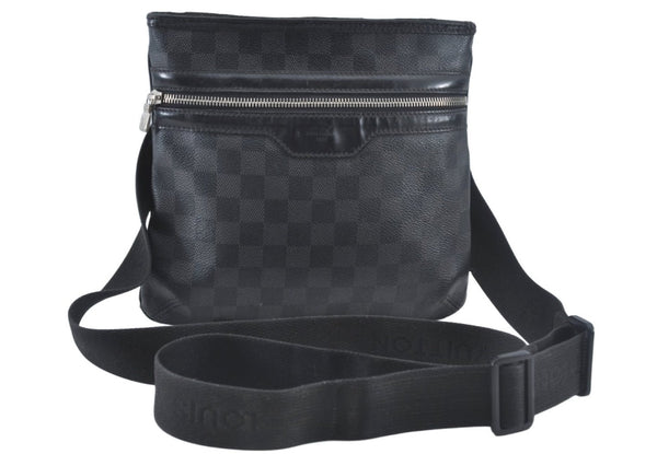 Authentic Louis Vuitton Damier Graphite Tomas Shoulder Cross Bag N58028 LV 6348J