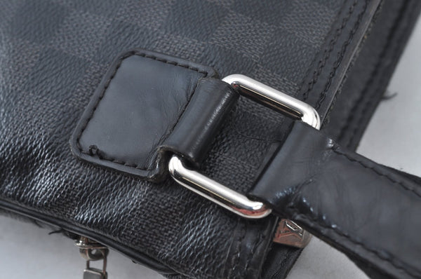 Authentic Louis Vuitton Damier Graphite Tomas Shoulder Cross Bag N58028 LV 6348J