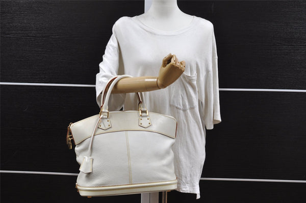 Authentic Louis Vuitton Suhali Lockit MM Hand Bag White M91874 LV 6349I