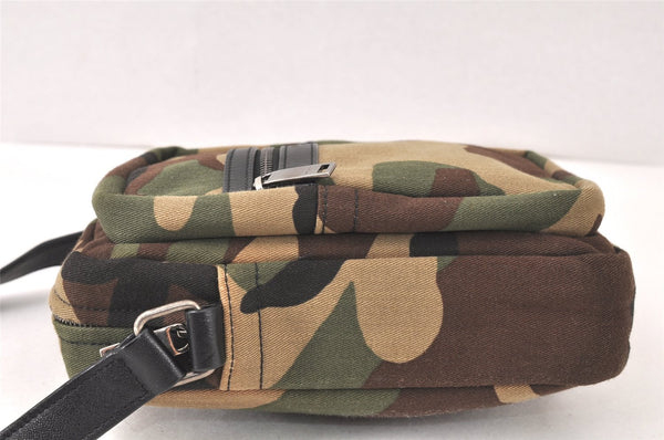 SAINT LAURENT Camouflage Pattern Shoulder Cross Bag Canvas Leather Khaki 6350K