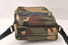 SAINT LAURENT Camouflage Pattern Shoulder Cross Bag Canvas Leather Khaki 6350K