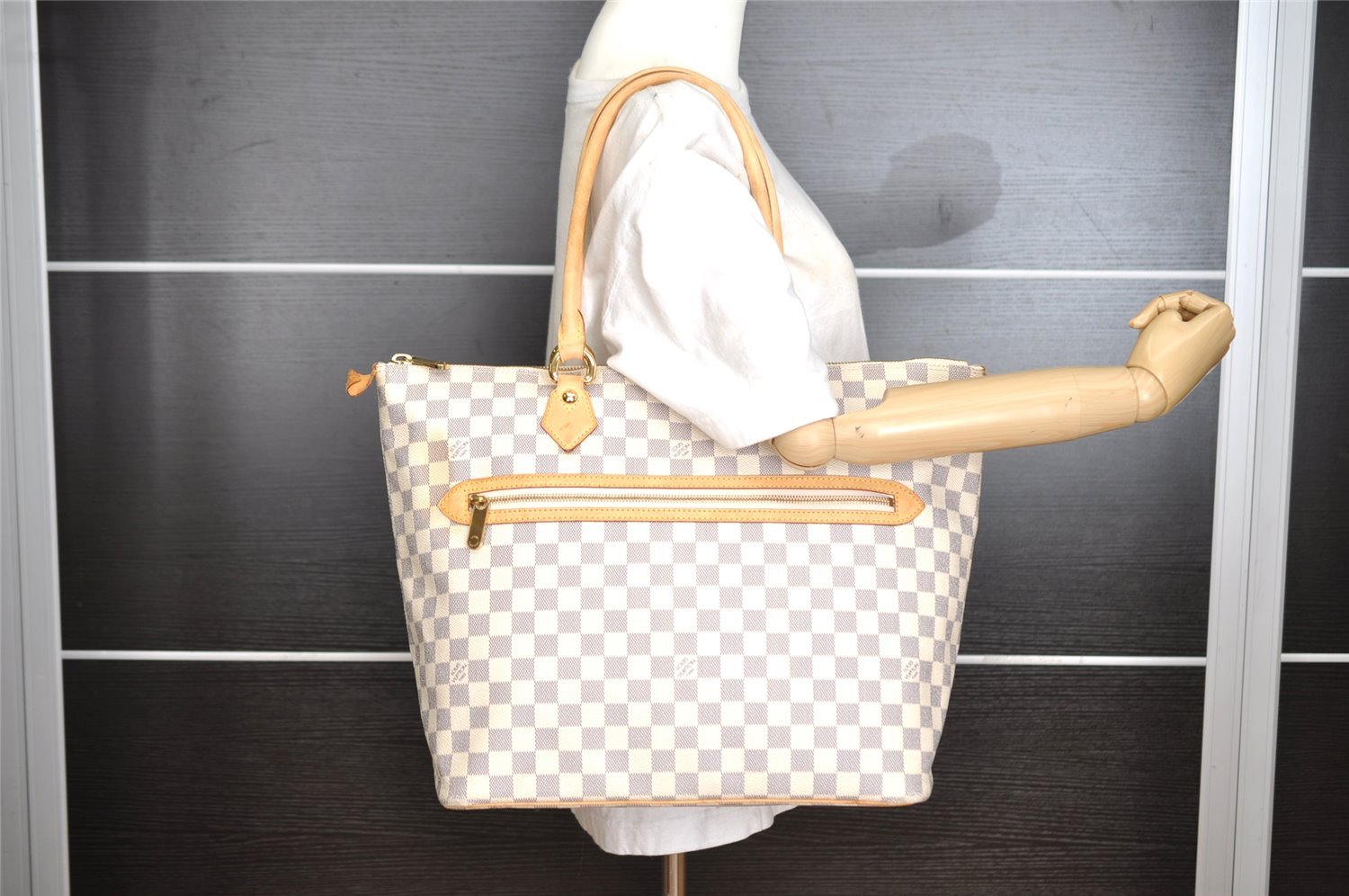 Authentic Louis Vuitton Damier Azur Saleya GM Shoulder Tote Bag N51184 LV 6351I