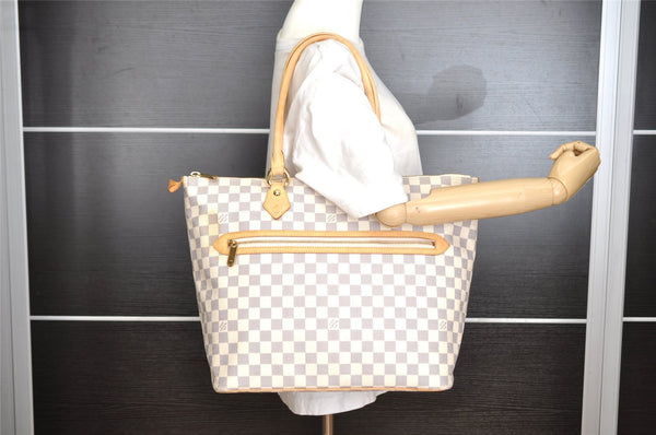 Authentic Louis Vuitton Damier Azur Saleya GM Shoulder Tote Bag N51184 LV 6351I