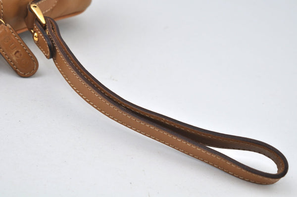 Authentic GUCCI Vintage Clutch Hand Bag Purse GG Canvas Leather Brown 6352J