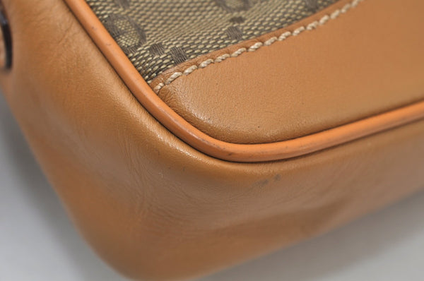 Authentic GUCCI Vintage Clutch Hand Bag Purse GG Canvas Leather Brown 6352J