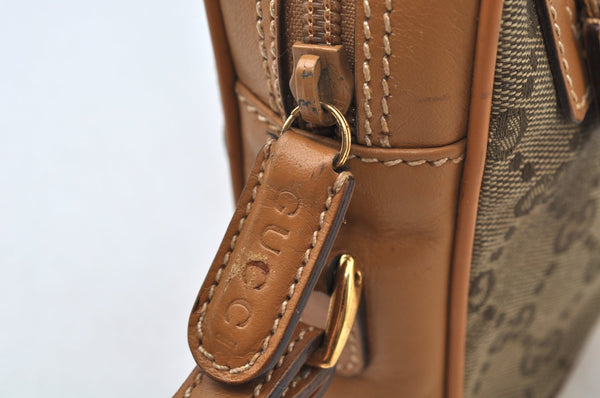 Authentic GUCCI Vintage Clutch Hand Bag Purse GG Canvas Leather Brown 6352J