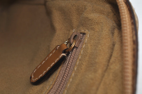 Authentic GUCCI Vintage Clutch Hand Bag Purse GG Canvas Leather Brown 6352J