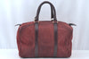 Authentic Christian Dior Trotter Hand Boston Bag Suede Leather Bordeaux 6353J