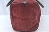 Authentic Christian Dior Trotter Hand Boston Bag Suede Leather Bordeaux 6353J