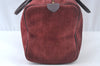 Authentic Christian Dior Trotter Hand Boston Bag Suede Leather Bordeaux 6353J