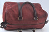 Authentic Christian Dior Trotter Hand Boston Bag Suede Leather Bordeaux 6353J
