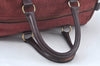 Authentic Christian Dior Trotter Hand Boston Bag Suede Leather Bordeaux 6353J
