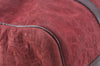 Authentic Christian Dior Trotter Hand Boston Bag Suede Leather Bordeaux 6353J
