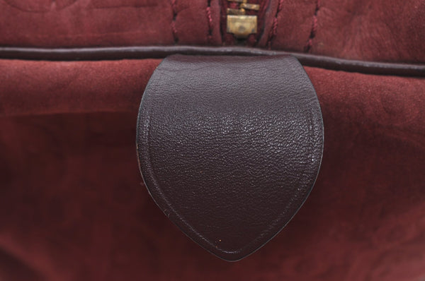 Authentic Christian Dior Trotter Hand Boston Bag Suede Leather Bordeaux 6353J