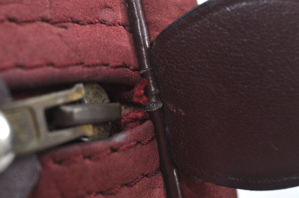 Authentic Christian Dior Trotter Hand Boston Bag Suede Leather Bordeaux 6353J