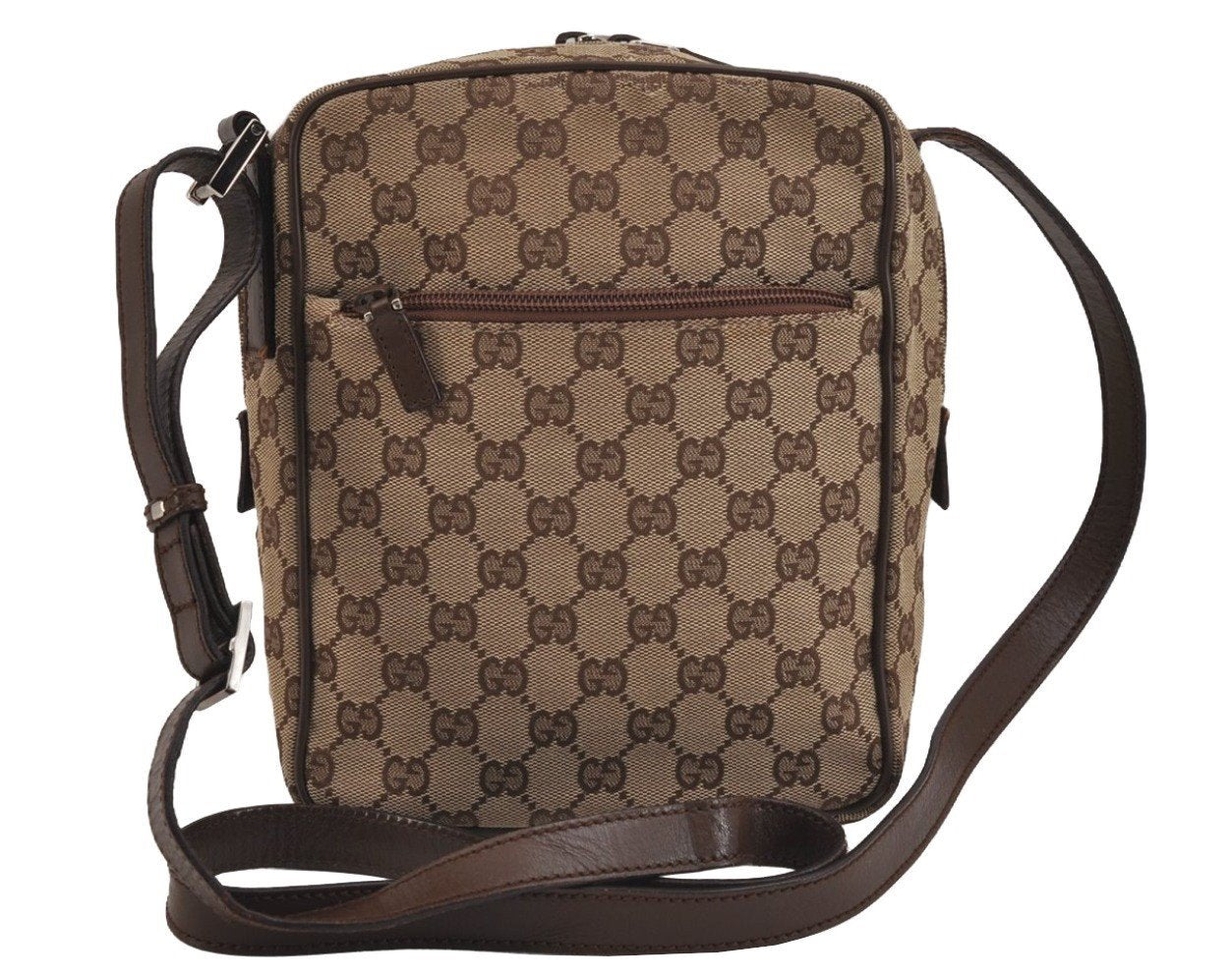 Authentic GUCCI Shoulder Cross Body Bag GG Canvas Leather 031362 Brown 6354J