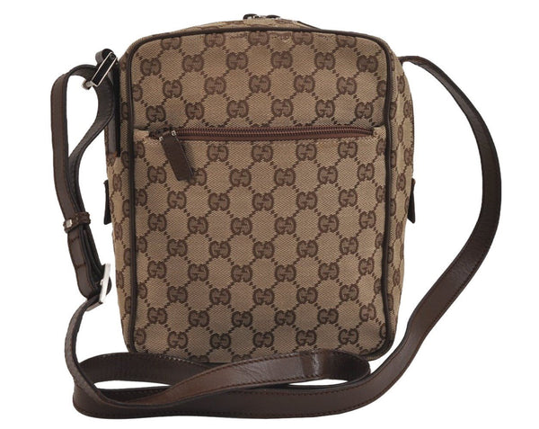 Authentic GUCCI Shoulder Cross Body Bag GG Canvas Leather 031362 Brown 6354J