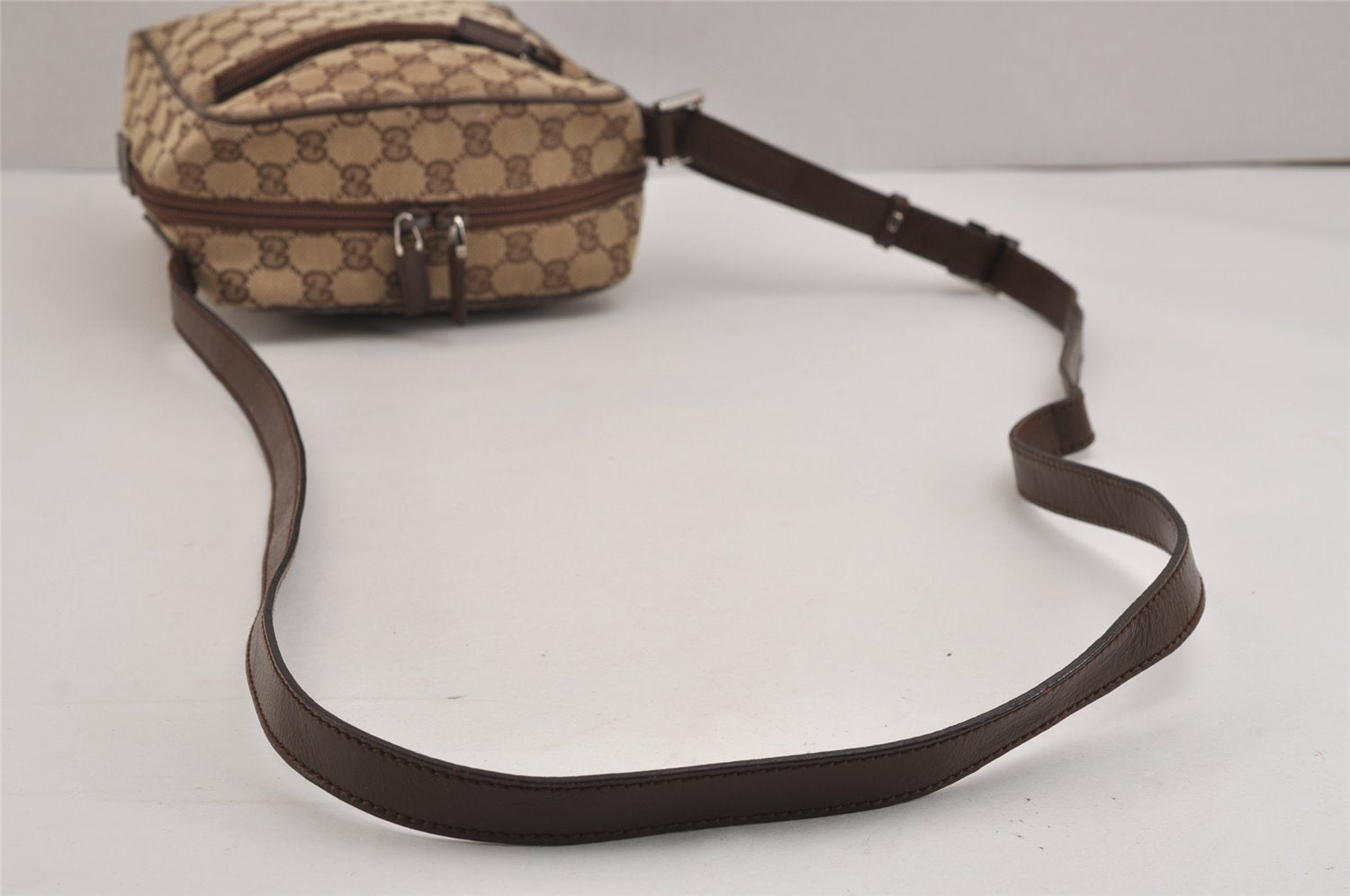Authentic GUCCI Shoulder Cross Body Bag GG Canvas Leather 031362 Brown 6354J