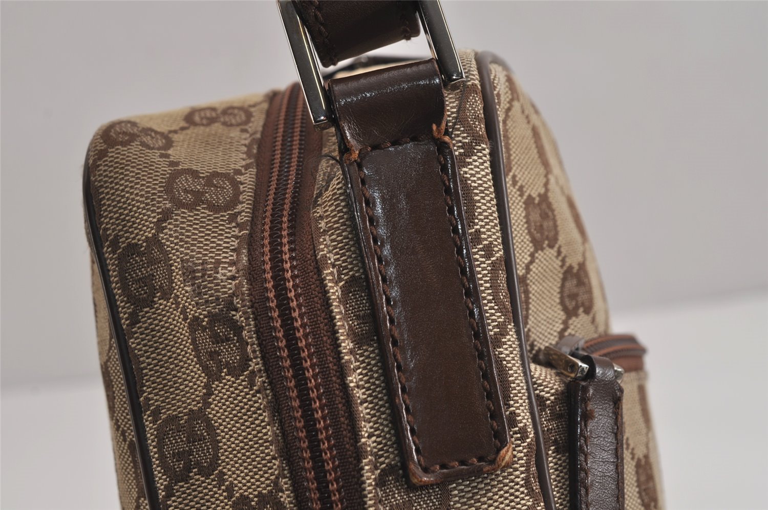 Authentic GUCCI Shoulder Cross Body Bag GG Canvas Leather 031362 Brown 6354J