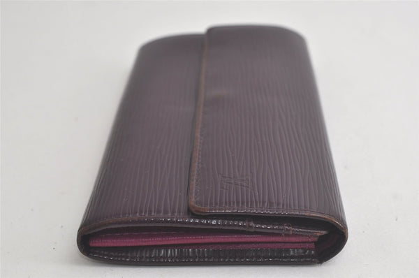 Auth Louis Vuitton Epi Portefeuille Sarah Long Wallet Purple M6374L LV 6356K