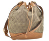 Authentic GUCCI Shoulder Drawstring Bag Purse GG Canvas Leather Beige Junk 6358J