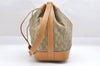 Authentic GUCCI Shoulder Drawstring Bag Purse GG Canvas Leather Beige Junk 6358J