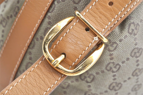 Authentic GUCCI Shoulder Drawstring Bag Purse GG Canvas Leather Beige Junk 6358J