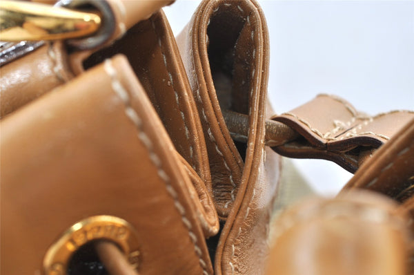 Authentic GUCCI Shoulder Drawstring Bag Purse GG Canvas Leather Beige Junk 6358J