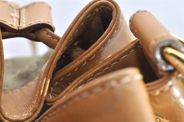 Authentic GUCCI Shoulder Drawstring Bag Purse GG Canvas Leather Beige Junk 6358J