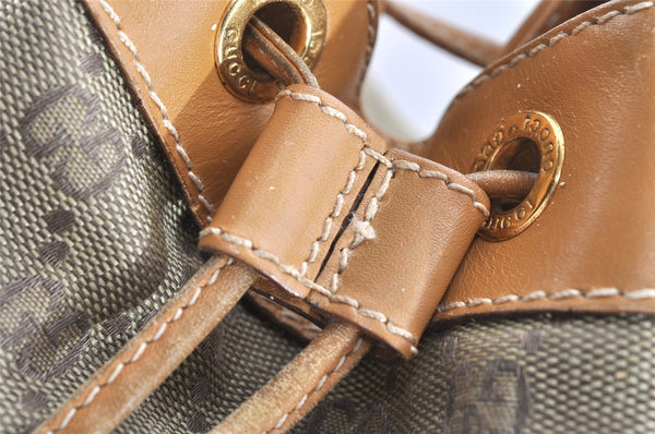 Authentic GUCCI Shoulder Drawstring Bag Purse GG Canvas Leather Beige Junk 6358J