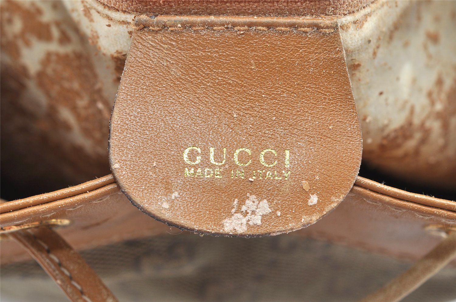 Authentic GUCCI Shoulder Drawstring Bag Purse GG Canvas Leather Beige Junk 6358J