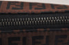 Authentic FENDI Vintage Zucchino Hand Bag Pouch Purse Canvas Leather Brown 6359J