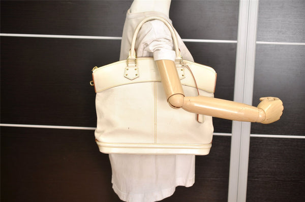 Authentic Louis Vuitton Suhali Lockit MM Hand Bag White M91874 LV 6359K