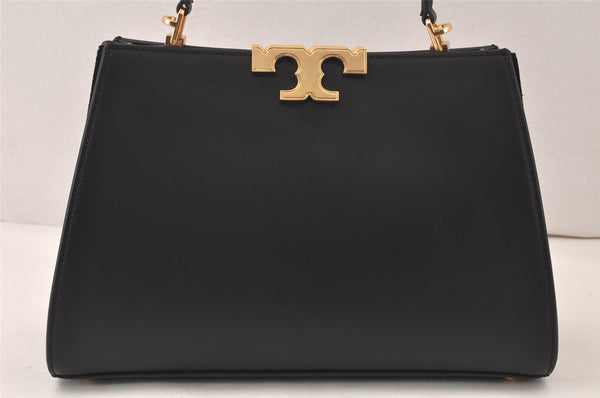 Authentic TORY BURCH Eleanor Satchel Leather 2Way Shoulder Hand Bag Black 6360K