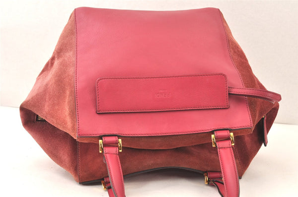 Authentic FENDI Vintage Hand Tote Bag Suede Leather Pink 6363K