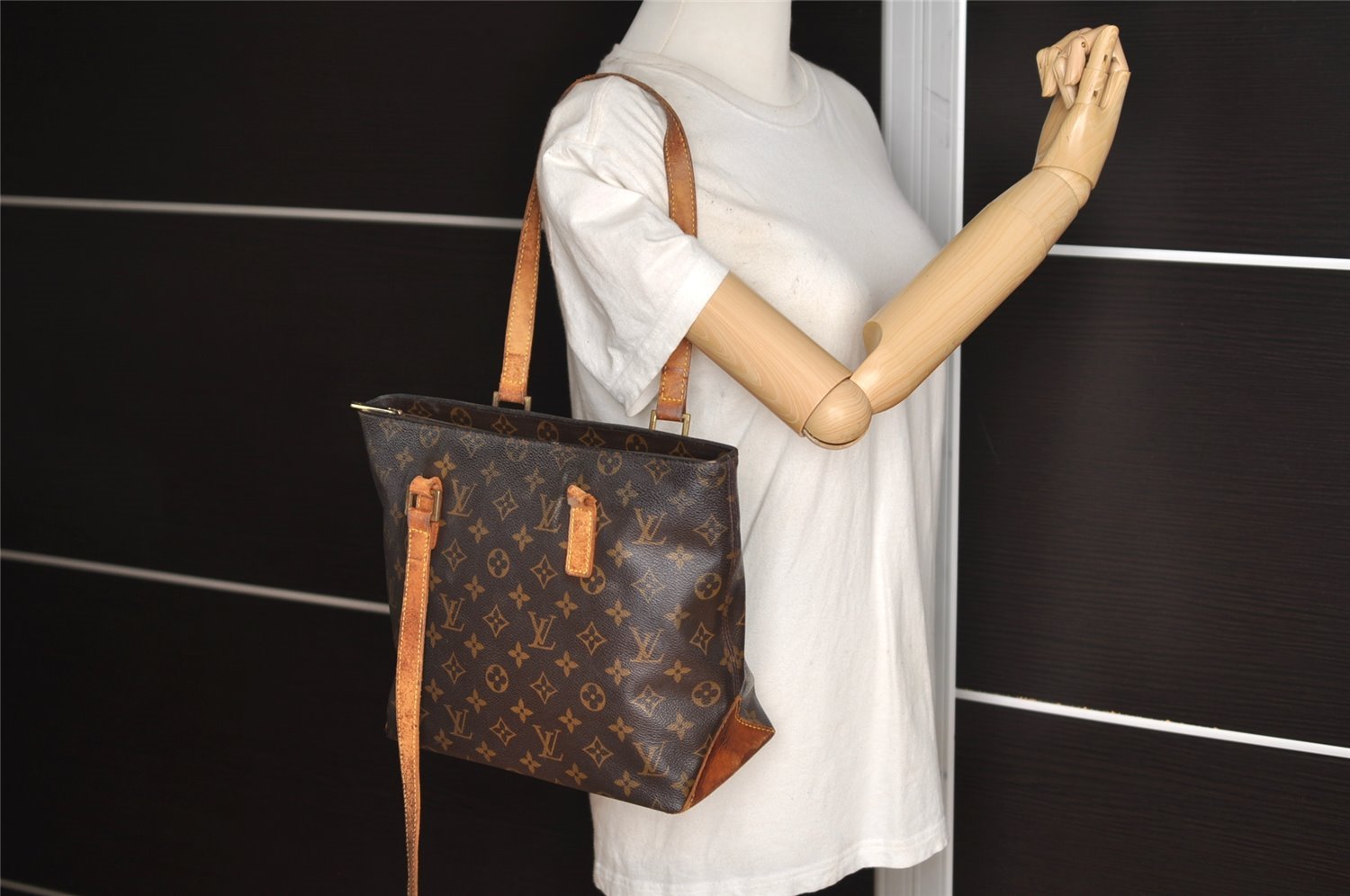 Authentic Louis Vuitton Monogram Cabas Piano Shoulder Tote Bag M51148 Junk 6364I