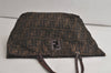 Authentic FENDI Vintage Zucca Shoulder Tote Bag Nylon Leather Brown 6364K