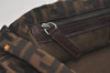 Authentic FENDI Vintage Zucca Shoulder Tote Bag Nylon Leather Brown 6364K