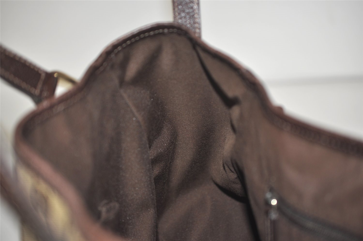 Authentic GUCCI Abbey Shoulder Tote Bag GG Canvas Leather 130736 Brown 6368I