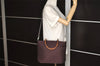 Authentic GUCCI Bamboo 2Way Shoulder Tote Bag Purse Nylon Leather Brown 6369K