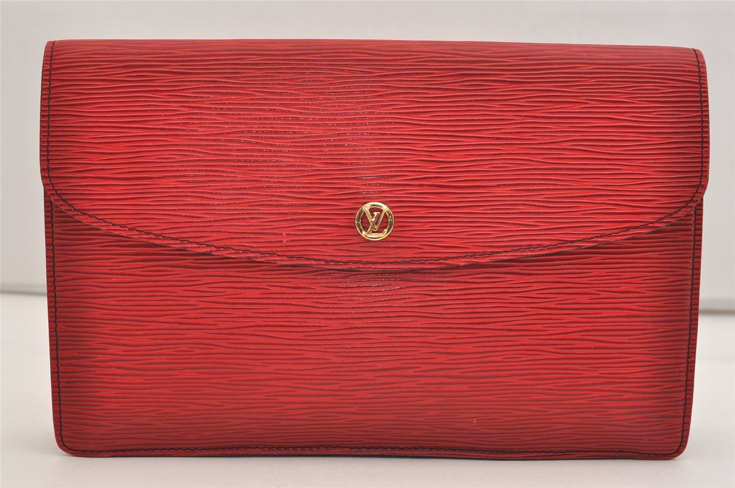 Authentic Louis Vuitton Epi Montaigne 27 Clutch Hand Bag Red M52657 LV 6373J