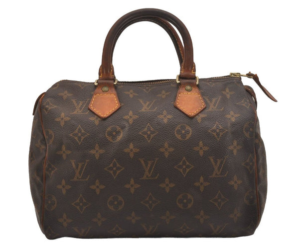 Authentic Louis Vuitton Monogram Speedy 25 Boston Hand Bag M41528 LV 6374J