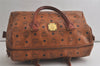 Authentic MCM Visetos Leather Vintage Hand Boston Bag Purse Brown 6374K